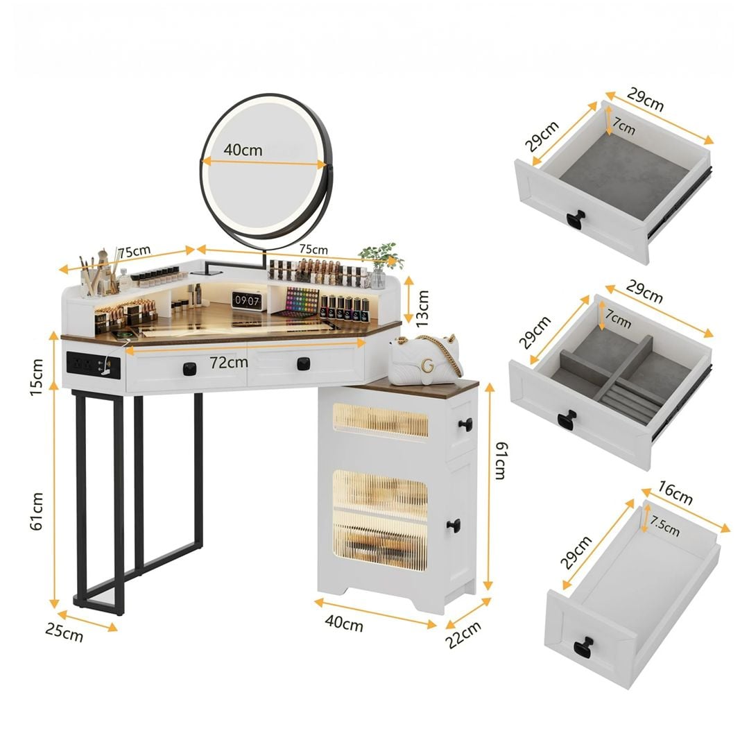 Makeup Table with Round LED Mirror product thumbnail 18