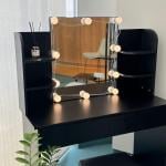 تسريحة بمرآة مُضيئة مع أرفف ودرجين - 2