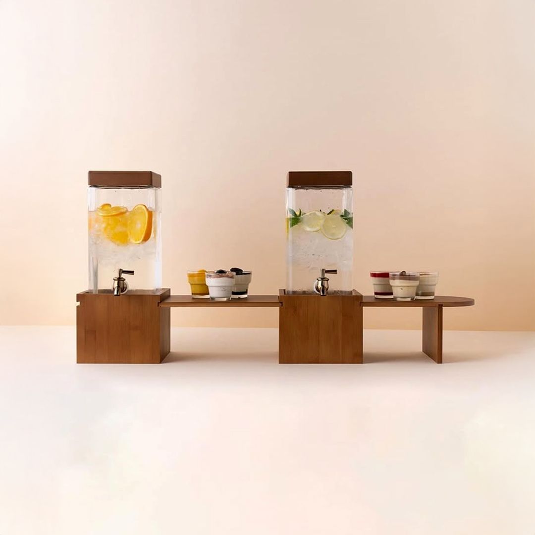 موزع المشروبات مع ستاند خشبي - 8