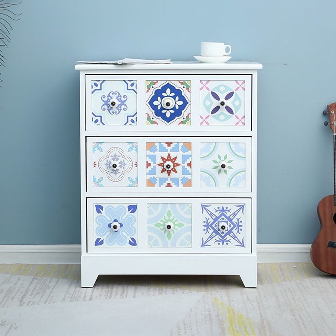 وحدة أدراج خشبية بتصميم فسيفسائي - 2