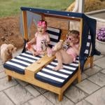 كرسي تشميس خشبي مع مظلة للأطفال - 2