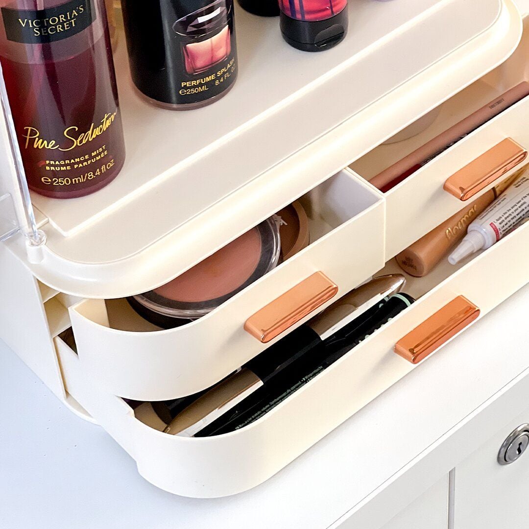 Makeup organizer with lighted mirror product thumbnail 7