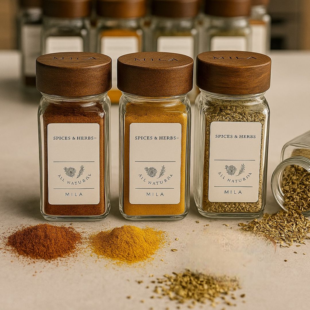 Spice jars set with wooden lids 12 pcs product thumbnail 3