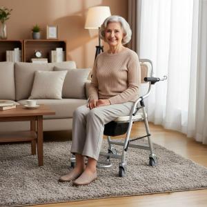 كرسي حمام طبي بعجلات قابل للطي - 2