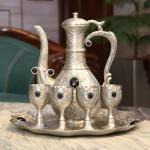 إبريق عثماني للشاي مع أربع كؤوس