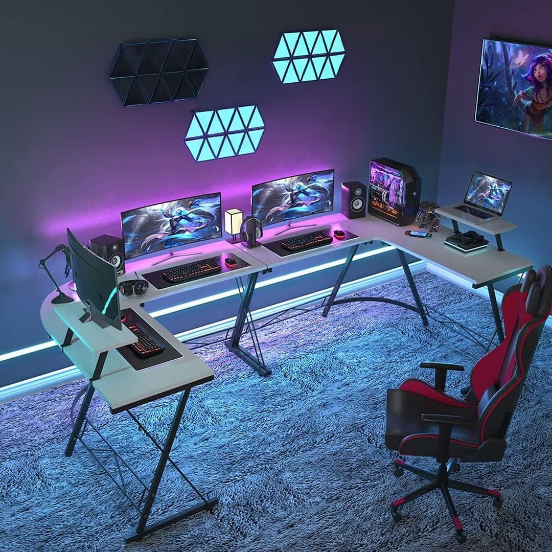 مكتب خشبي على شكل حرف L - 17