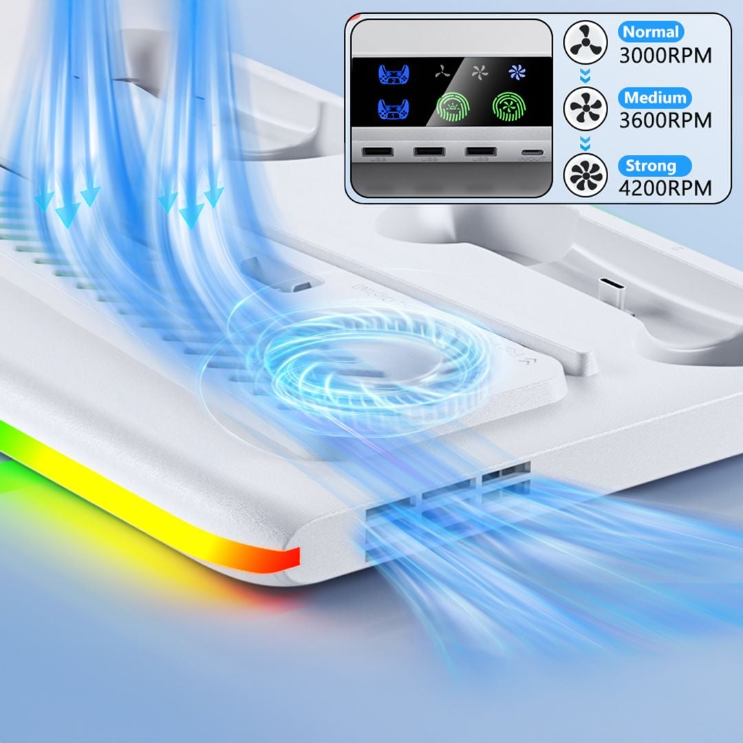قاعدة تبريد و شحن بإضاءة RGB لجهاز PS5 - 6
