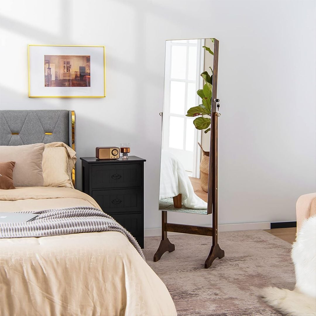 خزانة مجوهرات أرضية بمرآة مع إضاءة داخلية - 2