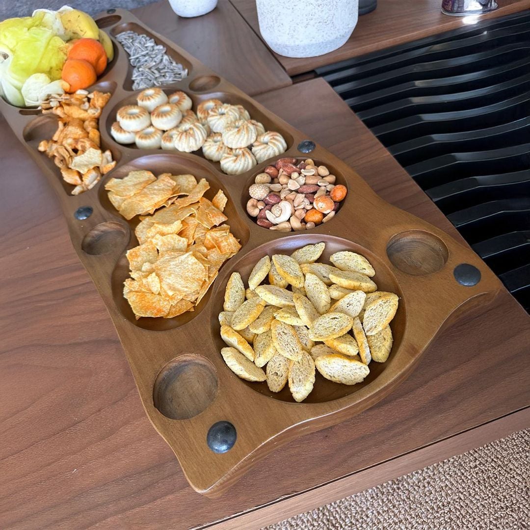 لوح تقديم خشبي فاخر للتسالي والضيافة من روح - 17