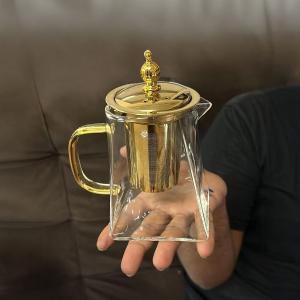 طقم إبريق الشاي الزجاجي بلمسة ذهبية - 5