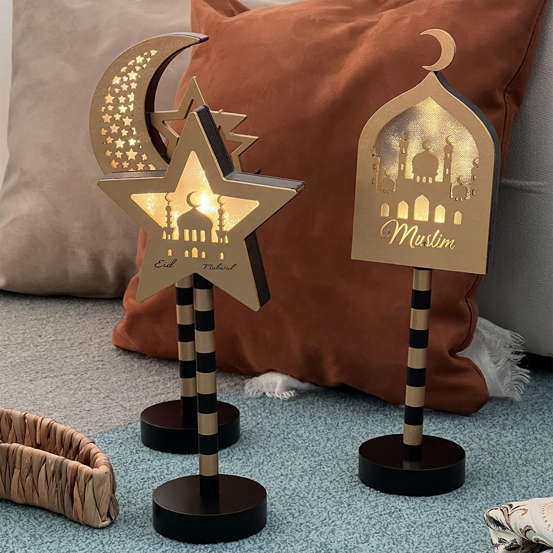 مجموعة ديكورات العيد الخشبية بإضاءة ليد - 18