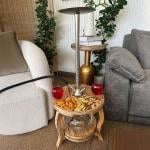 ستاند أرجيلة خشبي فاخر بسطح مقسّم للتسالي من روح