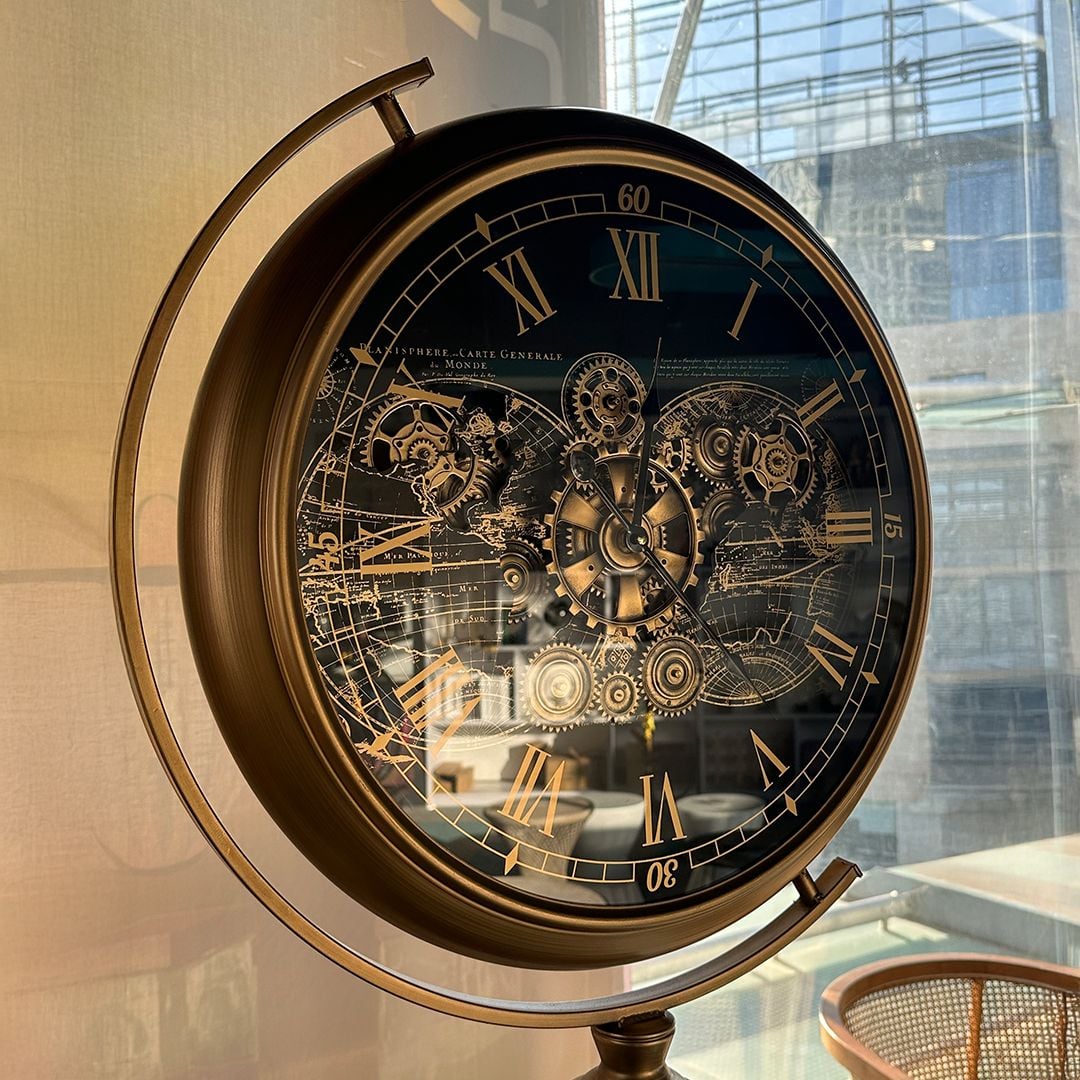 Luxury floor gear clock with metal decorative shelves product thumbnail 5