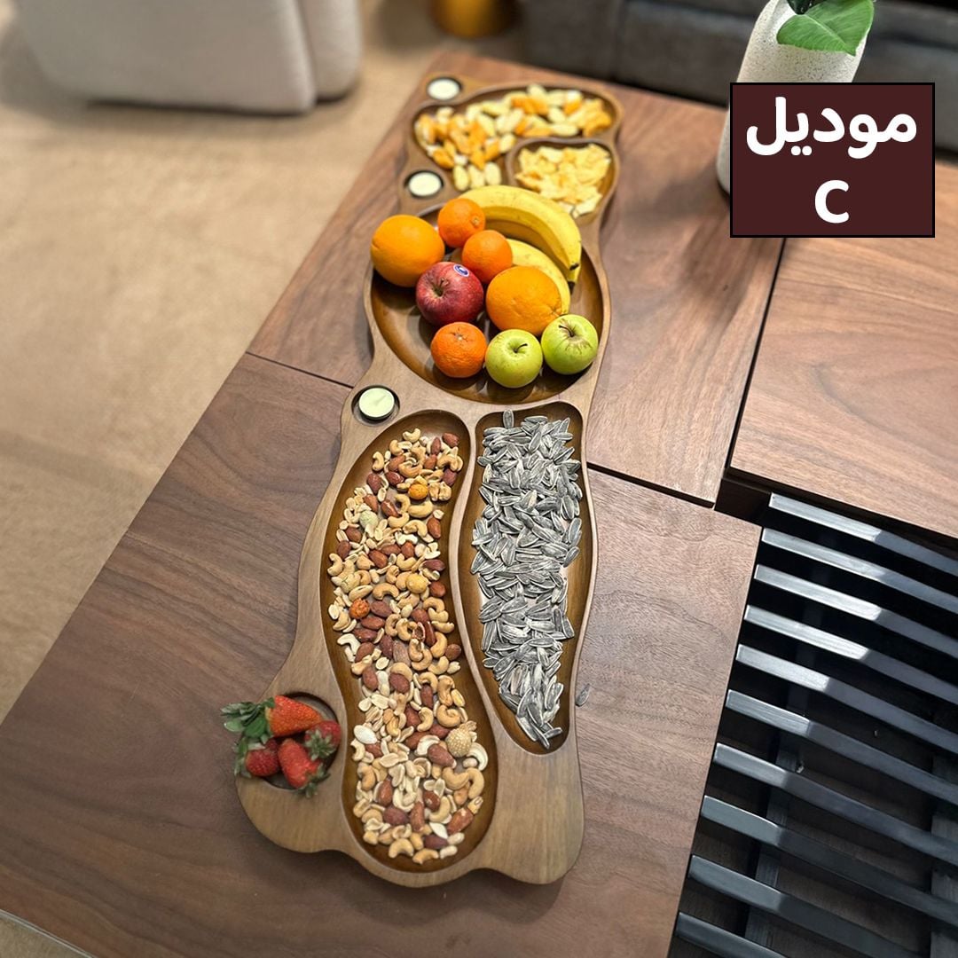 لوح تقديم خشبي فاخر للتسالي والضيافة من روح - 4