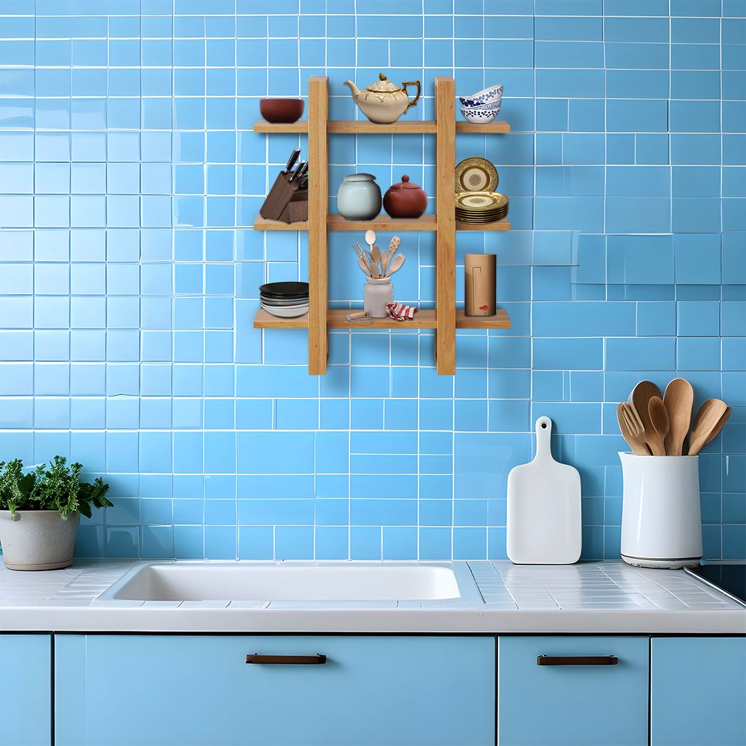 Geometric Design Wooden Wall Shelves product thumbnail 2