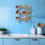 أرفف خشبية للحائط بتصميم هندسي - 1