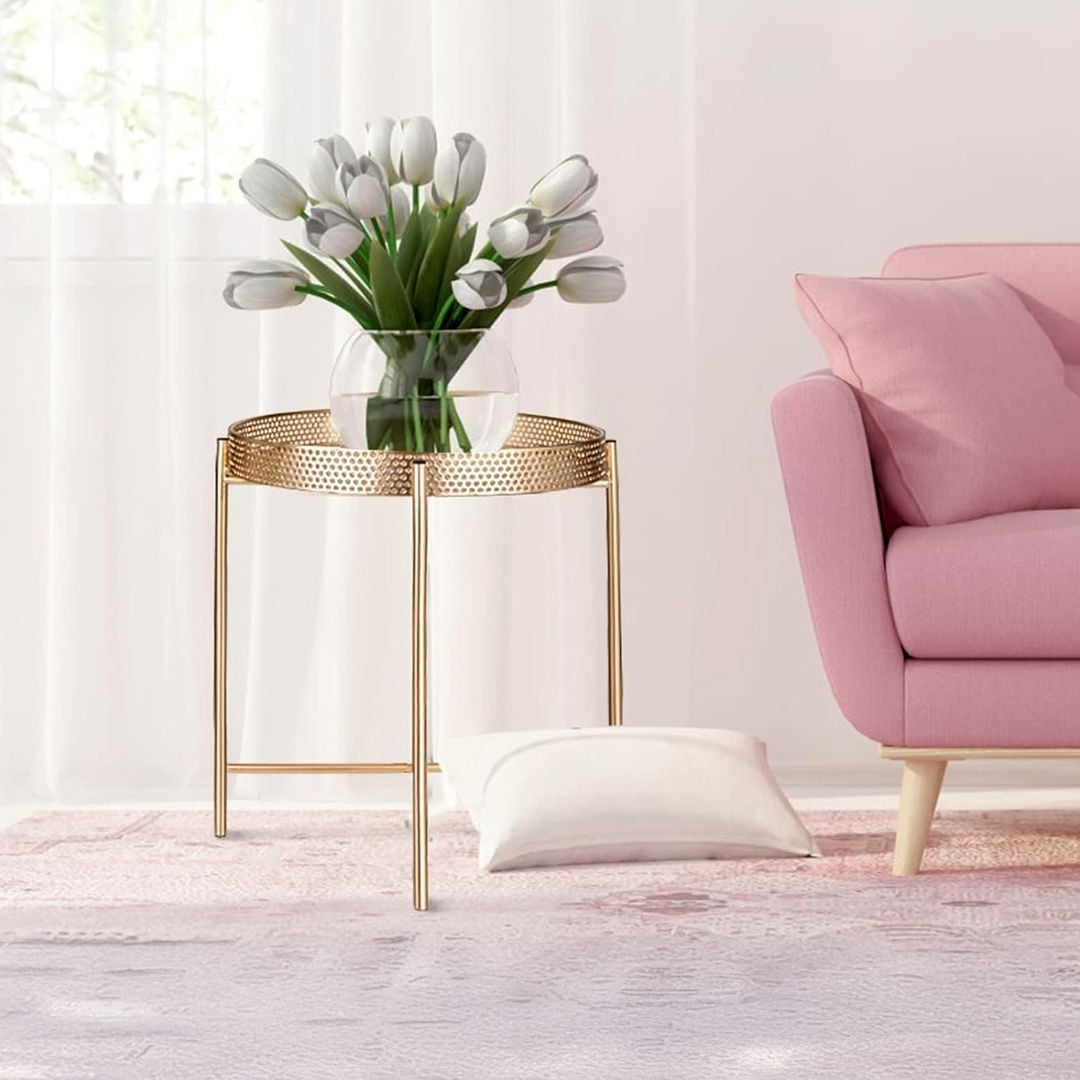 طاولة صينية تقديم معدنية ذهبية - 11