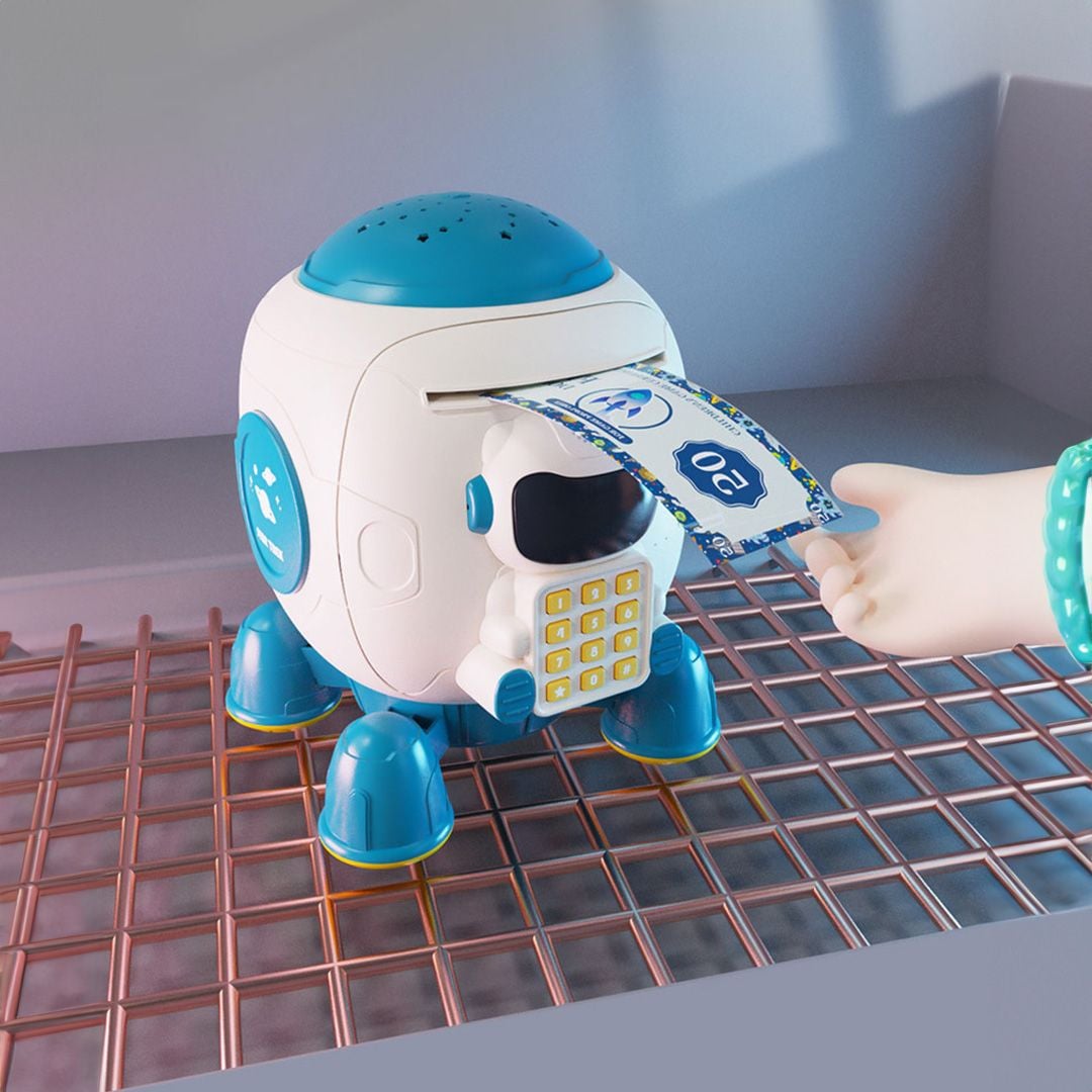 حصالة على شكل مركبة فضائية مع رقم سري - 1