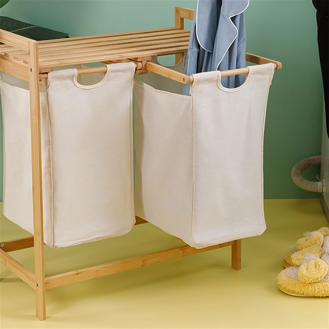 Double Wooden Laundry Basket product thumbnail 9