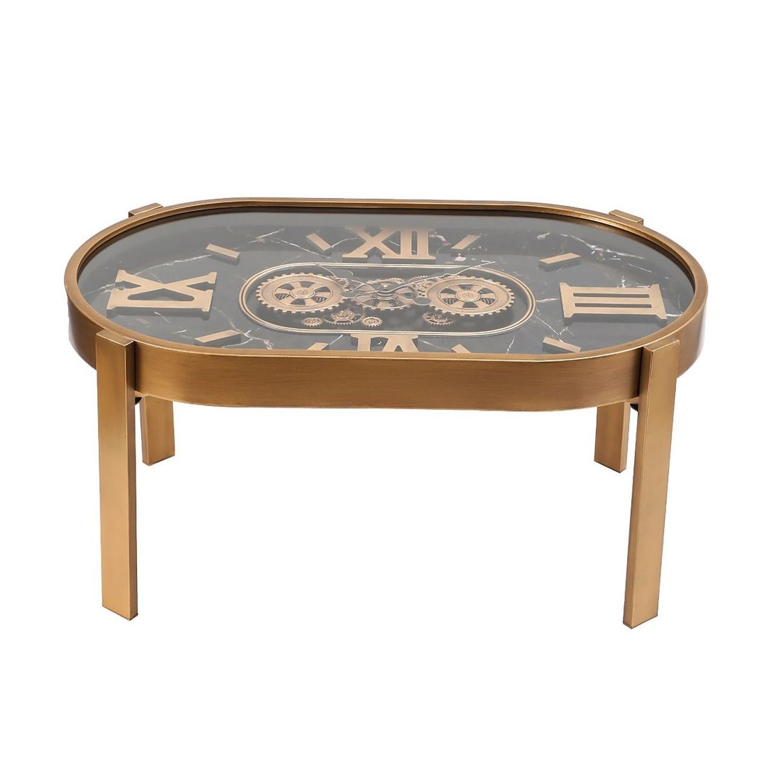 طاولة وسط بيضاوية بتصميم ساعات التروس الكلاسيكية - 7
