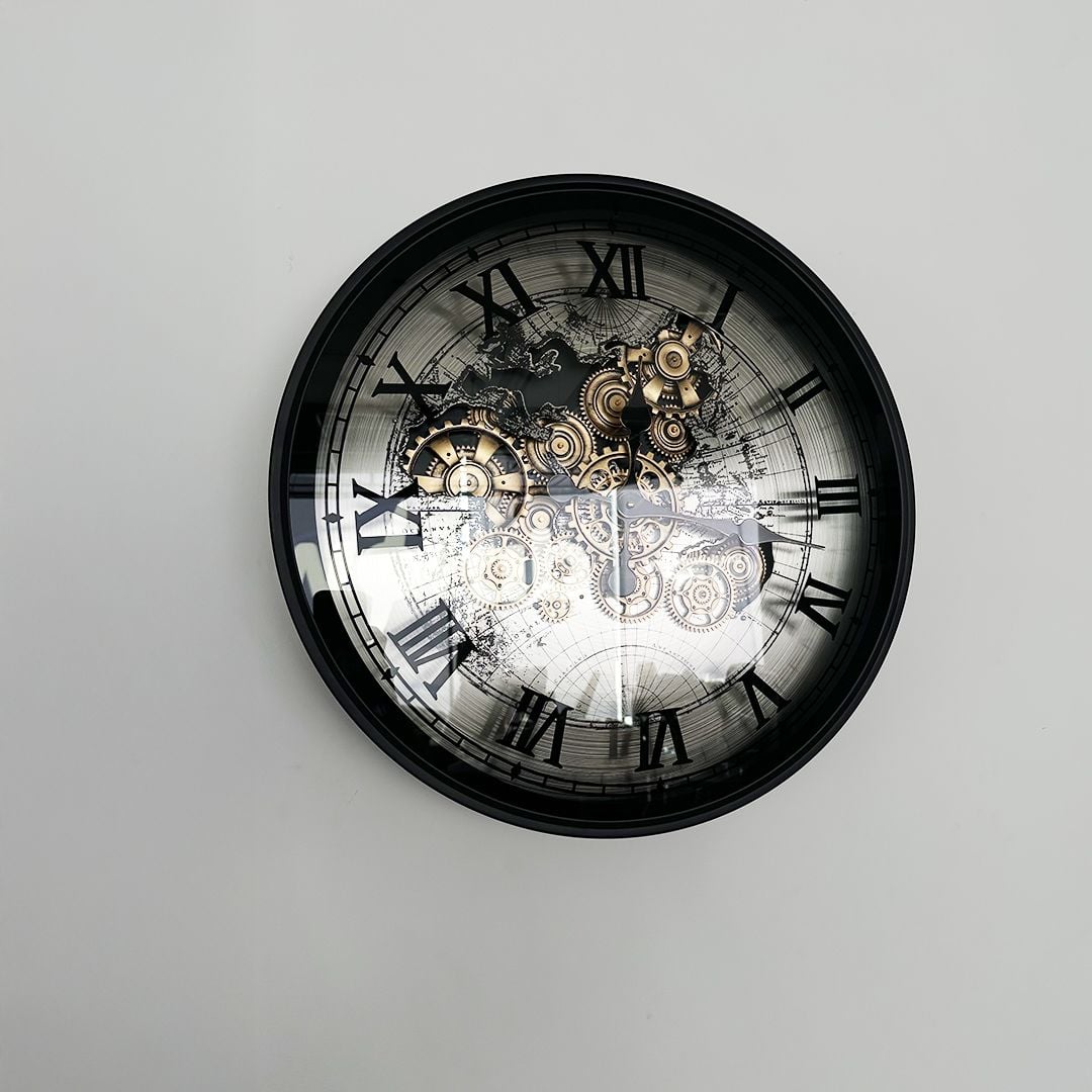 طاولة جانبية رخامية مزدوجة بتصميم ساعة تروس فاخر - 8