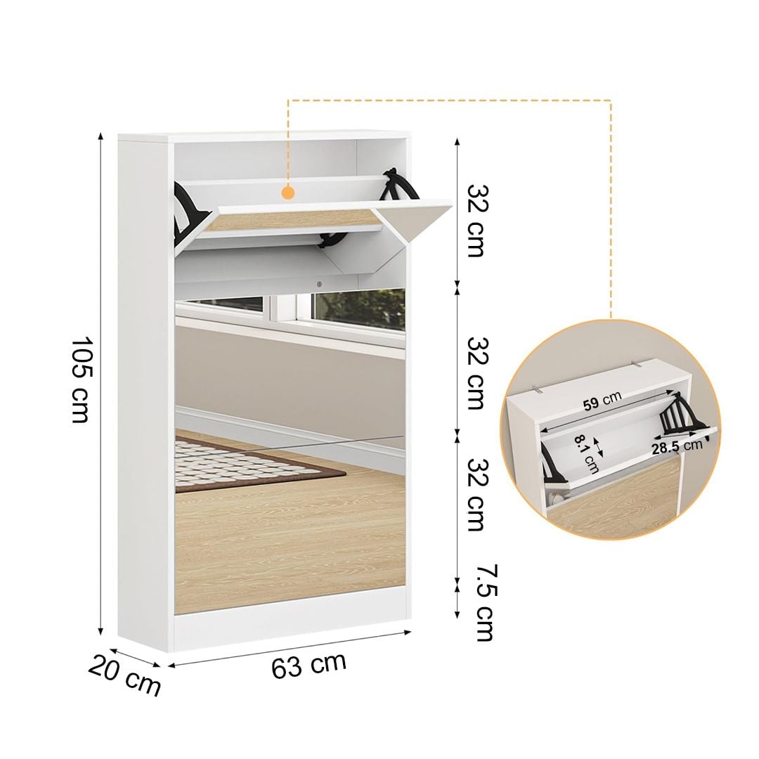 Modern Shoe Organizer Cabinet with Mirror product thumbnail 17