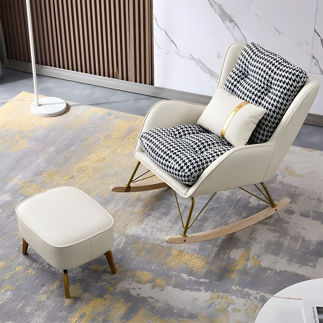 كرسي هزاز جلد فاخر مع مسند قدم - 18