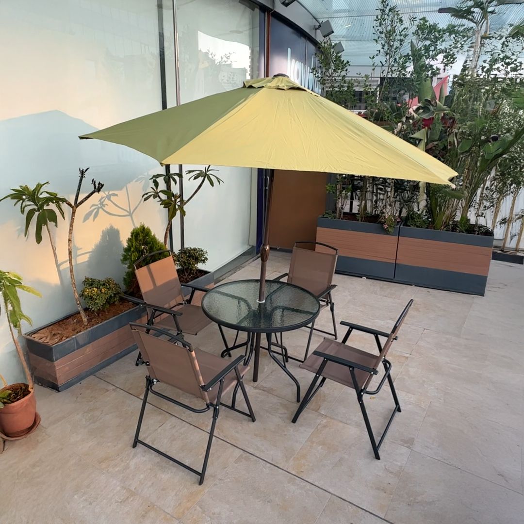 طقم جلوس خارجي مع مظلة - 7
