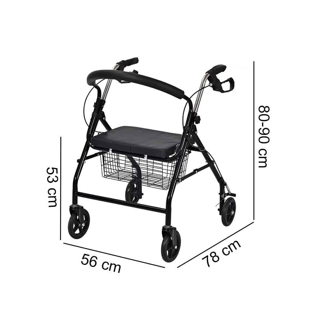 Rolling medical walker with seat and storage basket product thumbnail 13