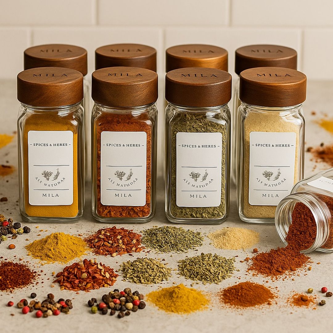 Spice jars set with wooden lids 12 pcs product thumbnail 2