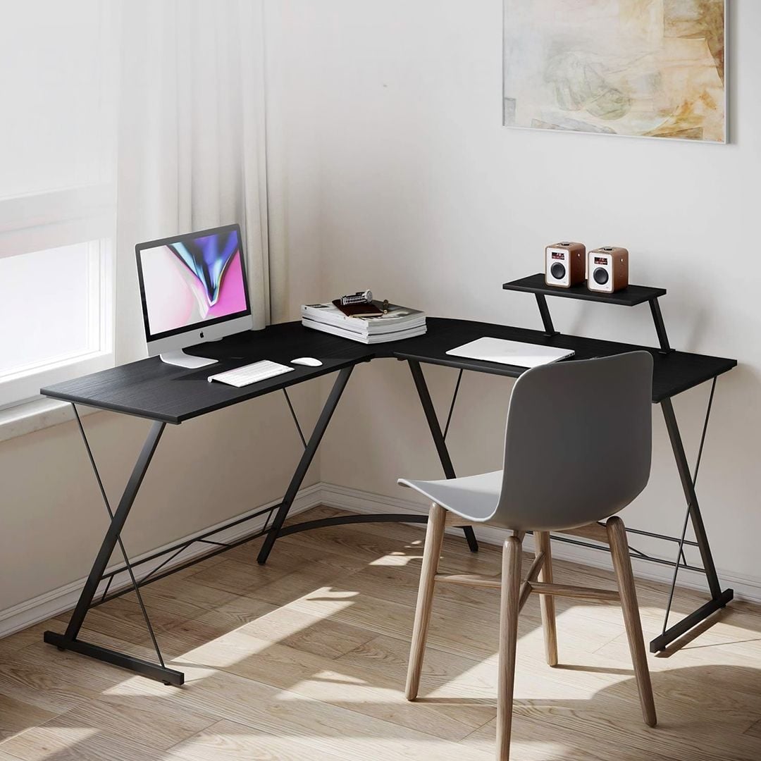 مكتب خشبي على شكل حرف L - 6