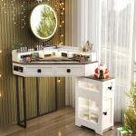 طاولة مكياج بمرآة LED دائرية - 14