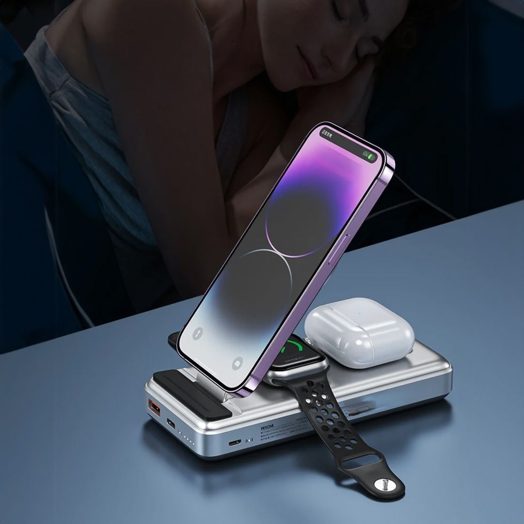 شاحن وباور بانك لاسلكي متعدد الوظائف - 1