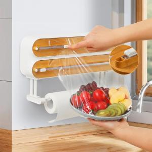 موزع تغليف مزدوج مع حامل للمناديل