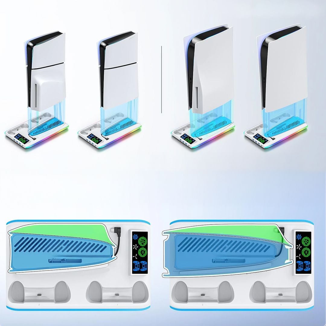 قاعدة تبريد و شحن بإضاءة RGB لجهاز PS5 - 11