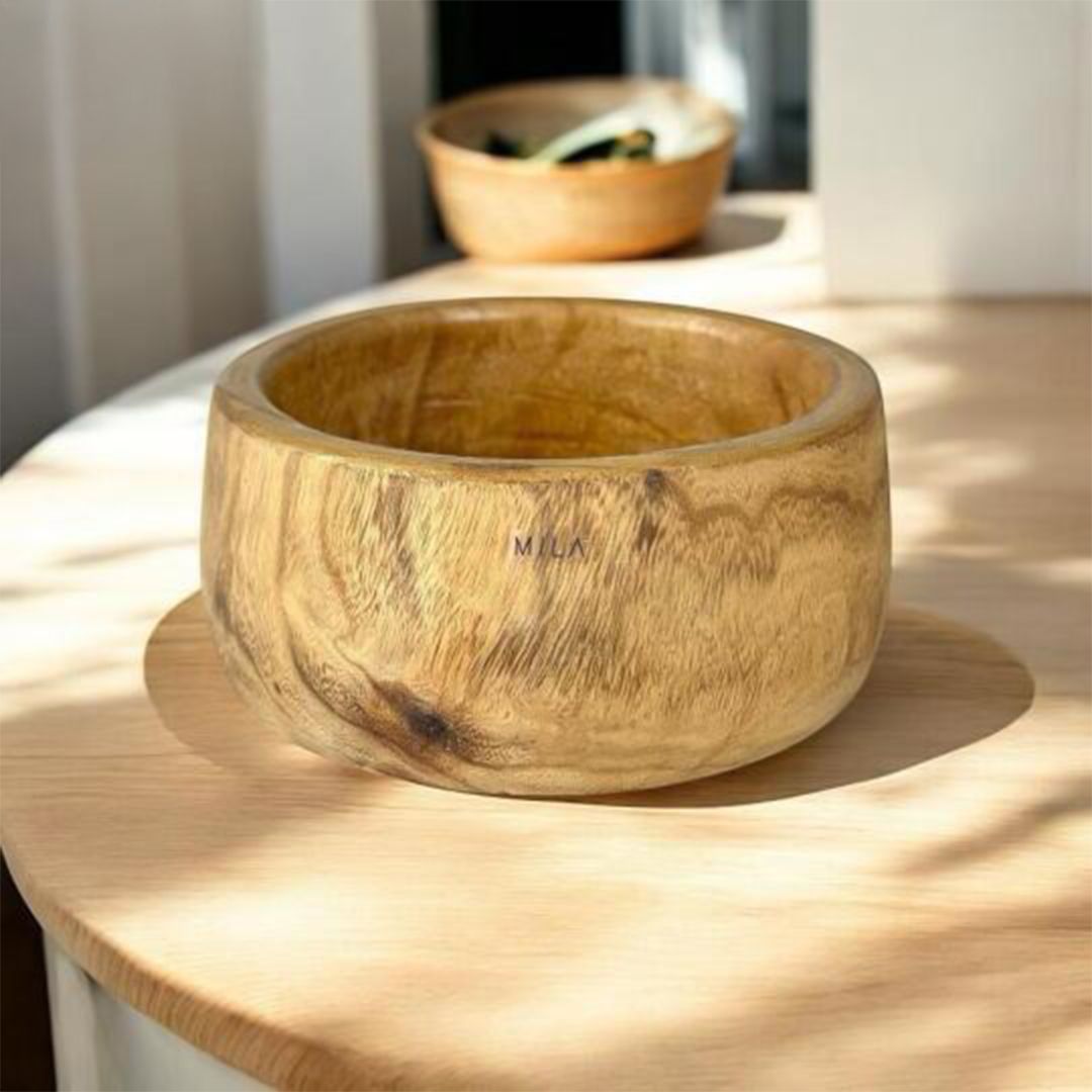Wooden serving bowl-style plate