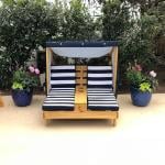 كرسي تشميس خشبي مع مظلة للأطفال - 14