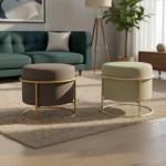 بوف بتصميم دائري و قاعدة معدنية ذهبية