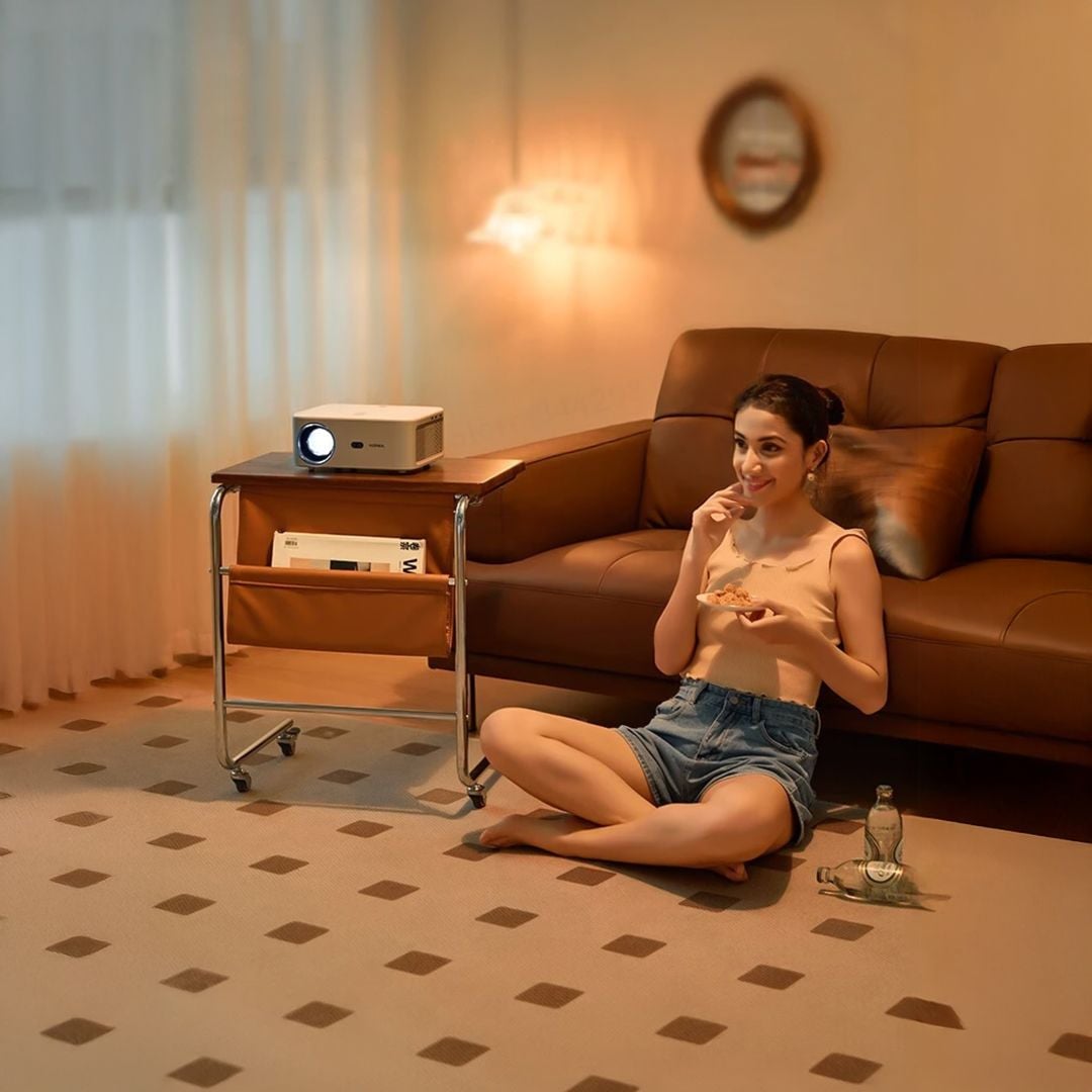 طاولة جانبية متحركة مع حامل للكتب - 4