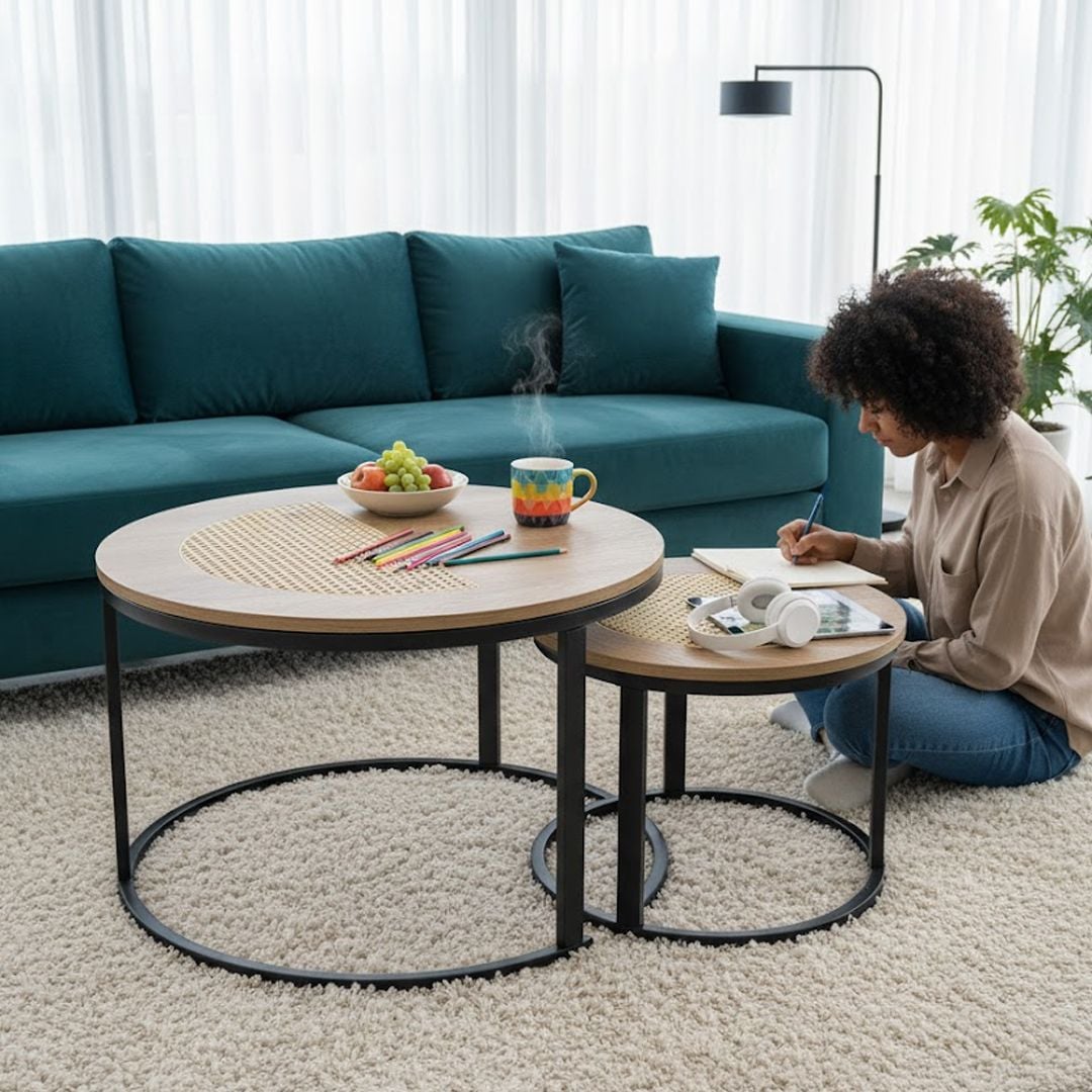 طاولات وسط متداخلة من الخشب و البامبو - 11