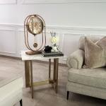 ساعة ديكورية بتصميم تروس و بندول ذهبي فاخر - 11