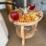 ستاند أرجيلة خشبي فاخر بسطح مقسّم للتسالي من روح - 2