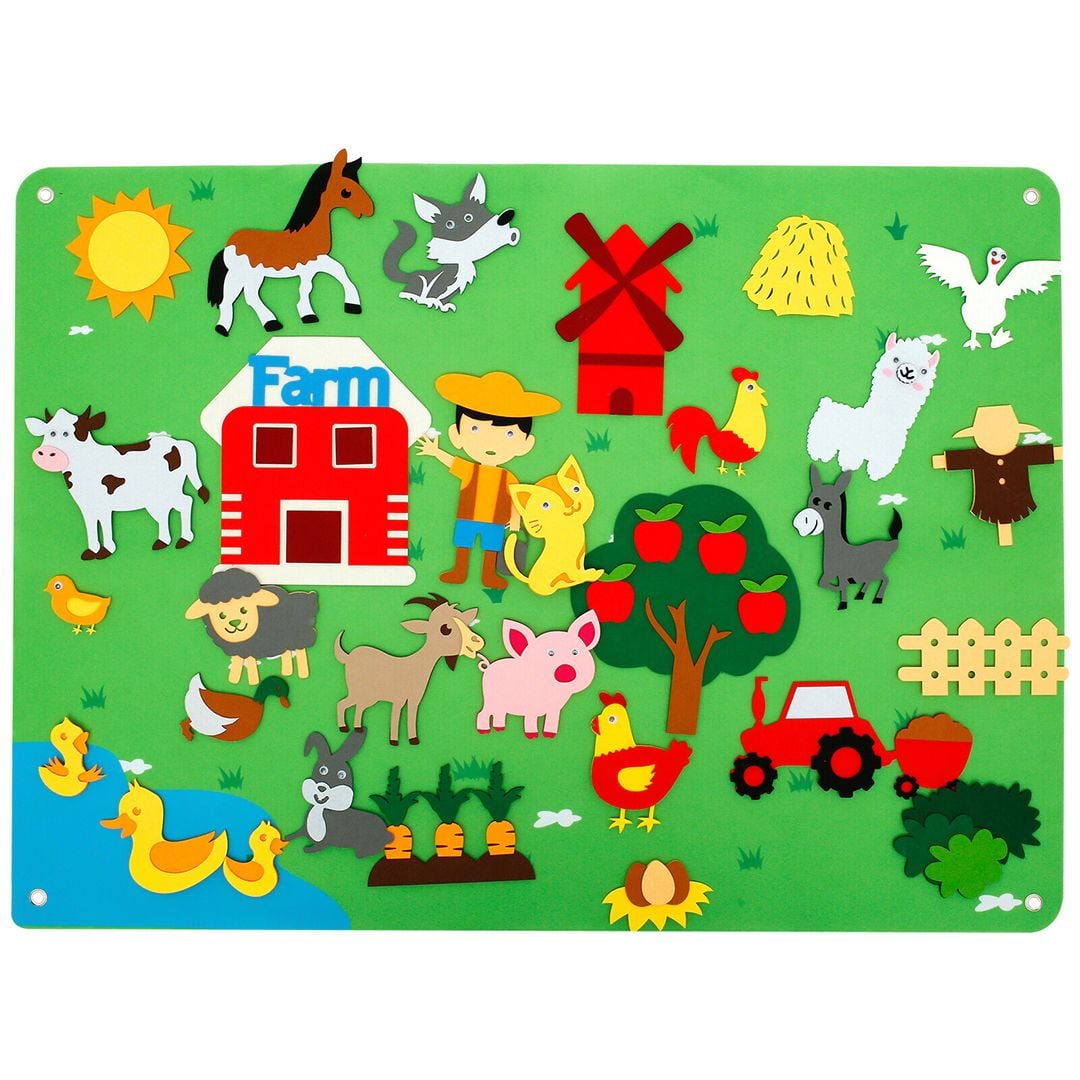 لوحة تعليمية من اللباد للأطفال بنمط حيوانات المزرعة - 12