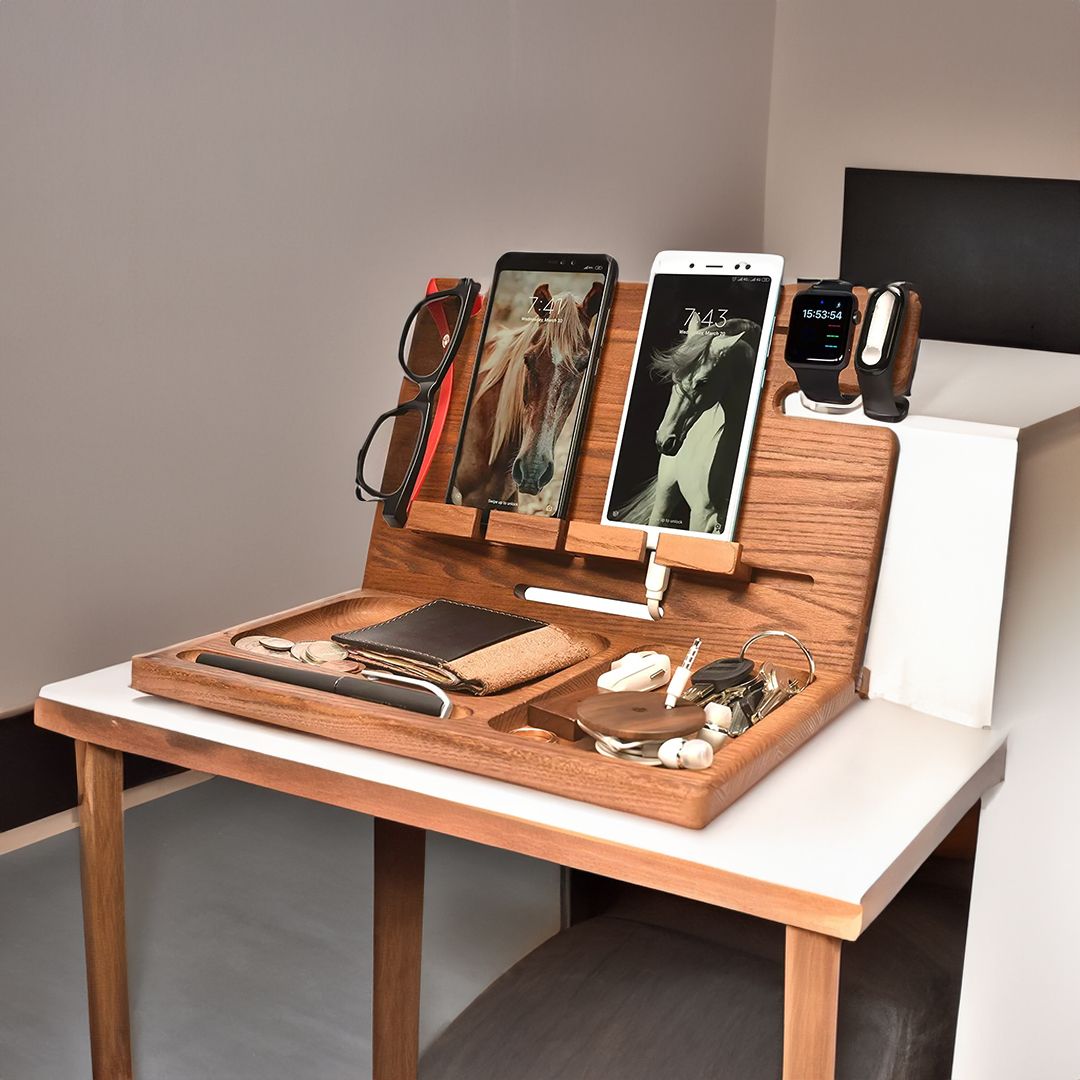 Wooden Organizer With Holder For Phone & Watch product thumbnail 2