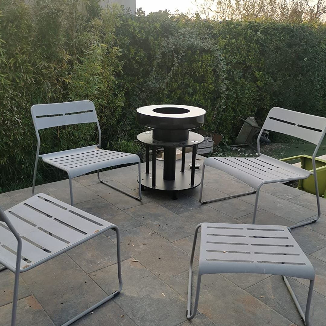  موقد الحطب الخارجي مع مساحة تخزين - 4