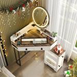 طاولة مكياج بمرآة LED دائرية - 15