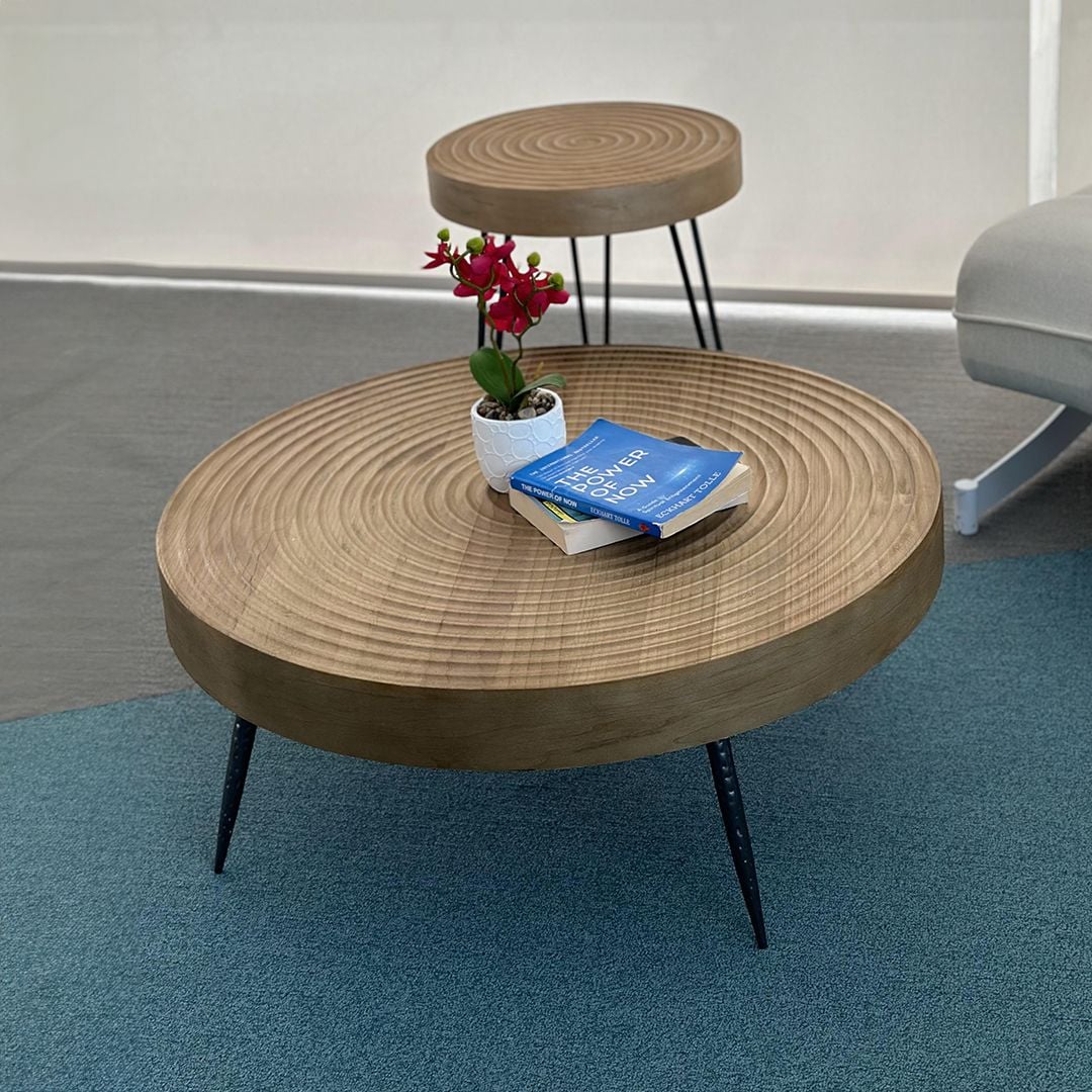 Round Coffee Table Set with Rustic Design product thumbnail 3
