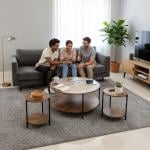 طقم طاولات خشبي مزدوج بلمسات بامبو 5 قطع - 6