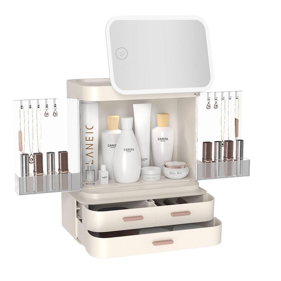 Makeup organizer with lighted mirror product thumbnail 5