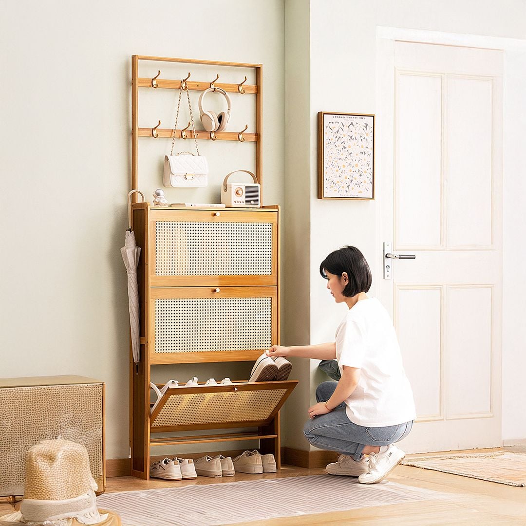منظم خشبي للمدخل والأحذية - 4